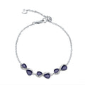 Blue Sapphire Designer Bracelet 925 Sterling Silver (side profile view)