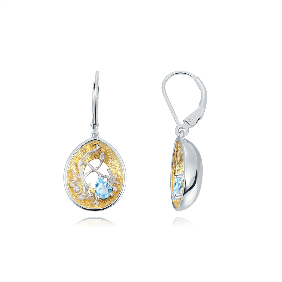 Topaz Nature-Inspired Earrings 925 Sterling Silver