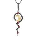 Multicolor Natural Gemstones Floral Pendant 925 Sterling Silver (wearing effect view)