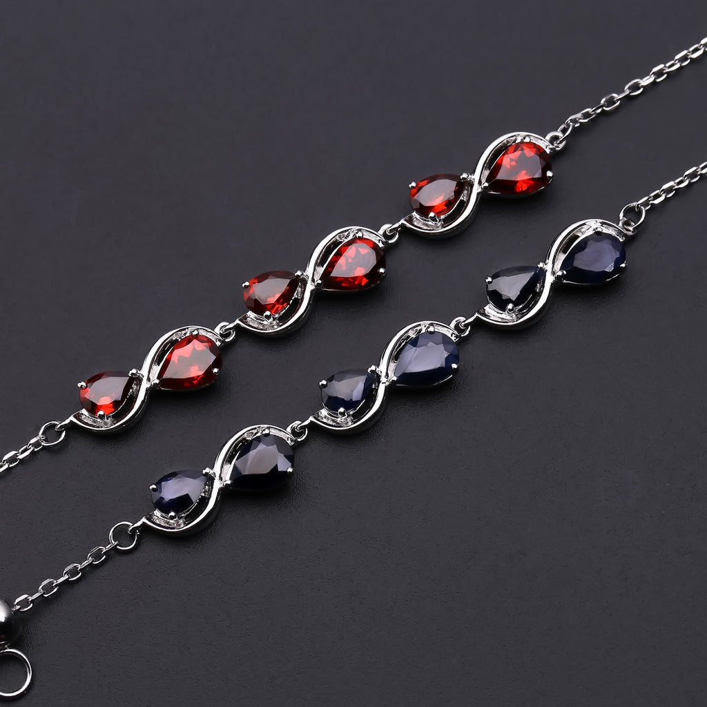 Blue Sapphire Designer Bracelet 925 Sterling Silver (design detail close-up)