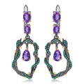 Amethyst Vine Earrings 925 Sterling Silver (wearing effect view)
