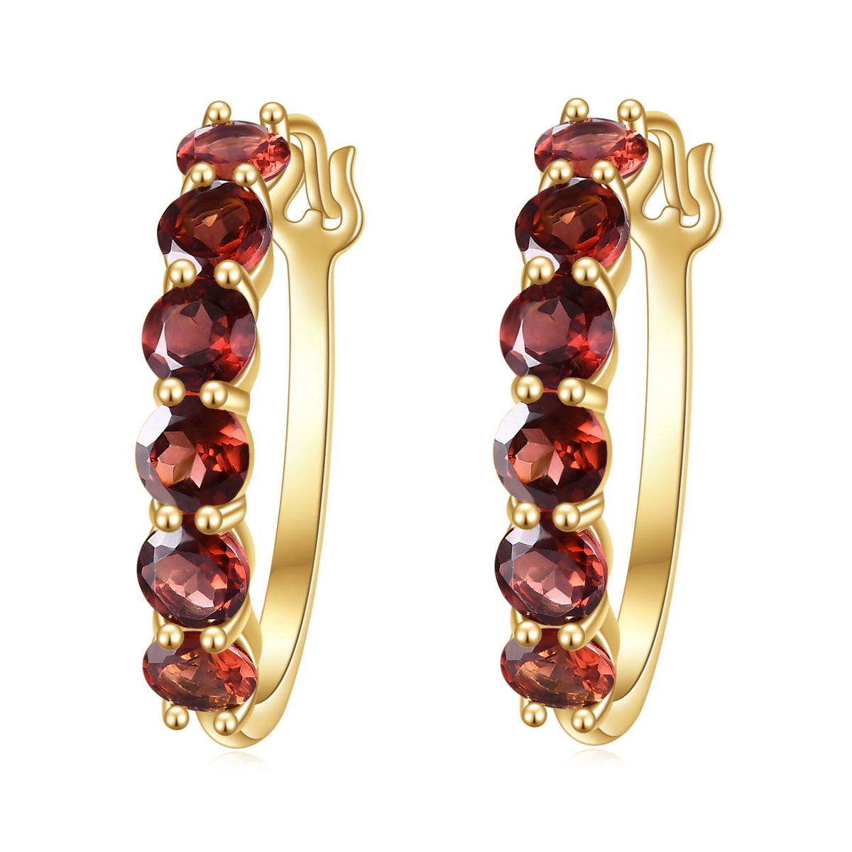 Close-up of the Garnet setting on these earrings