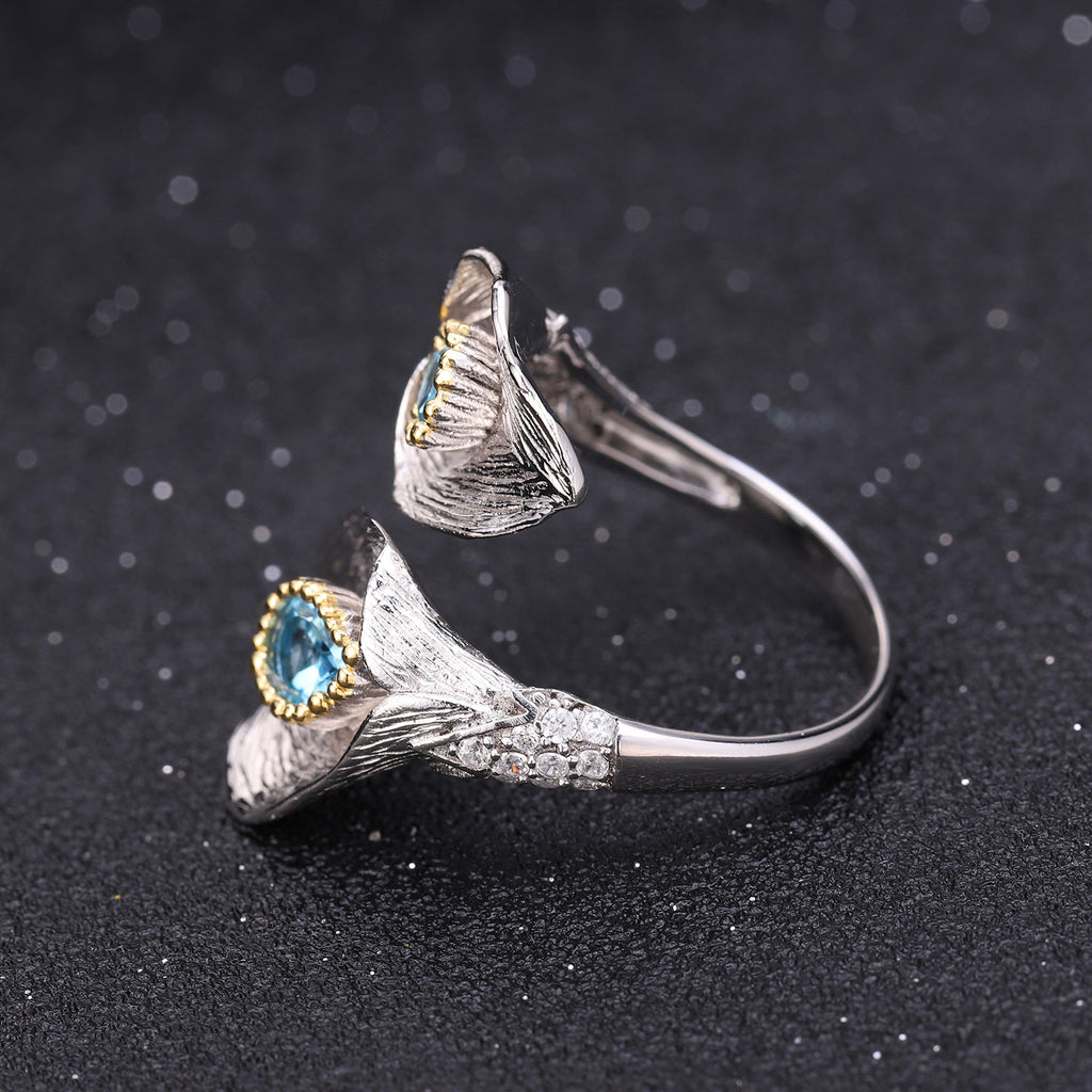 Multicolor Natural Gemstones Nature-Inspired Adjustable Ring 925 Sterling Silver (gemstone setting detail)