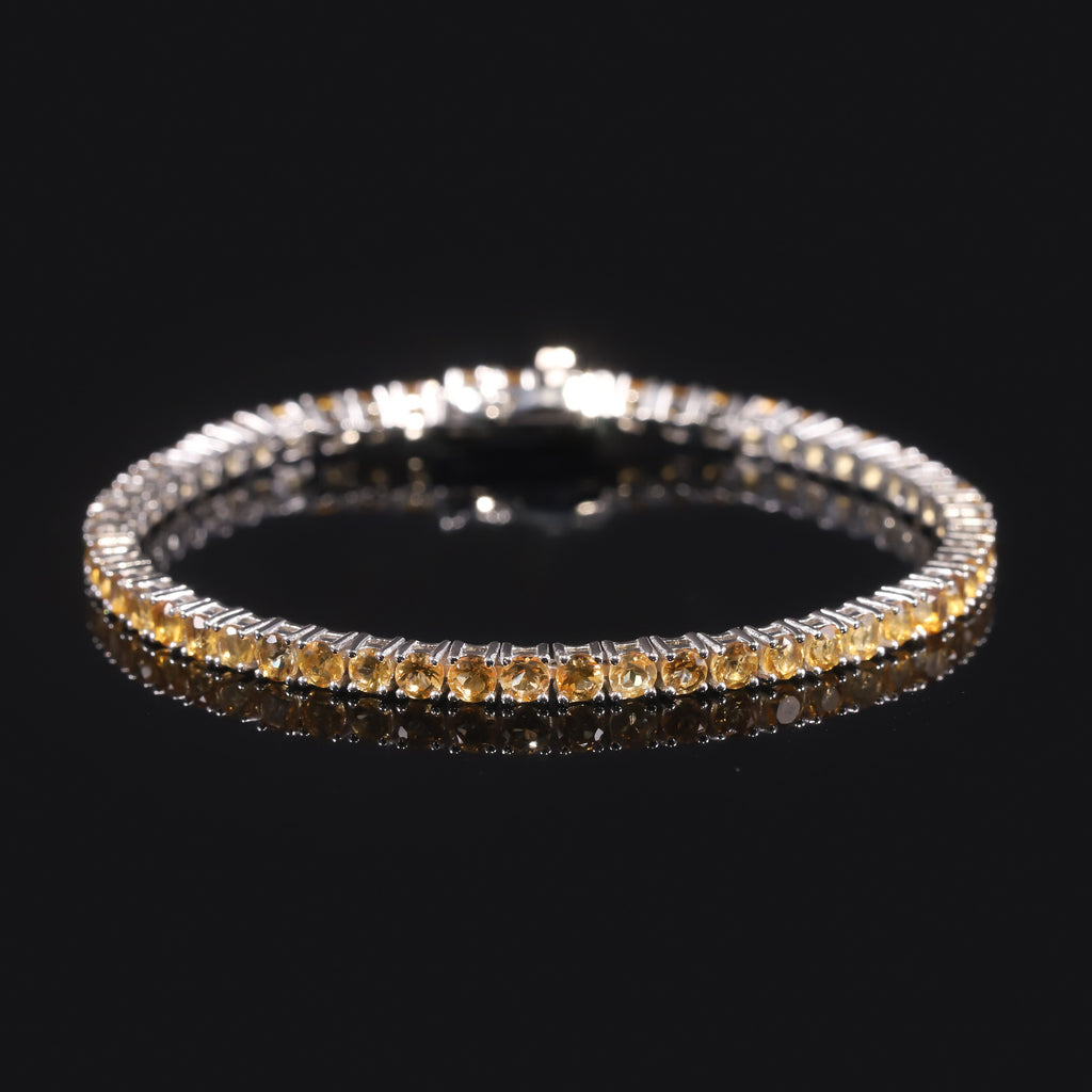 White Topaz 3/4/5/6mm Tennis Bracelet 925 Sterling Silver (design detail close-up)