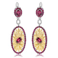 Multicolor Natural Gemstones Floral Earrings 925 Sterling Silver (wearing effect view)