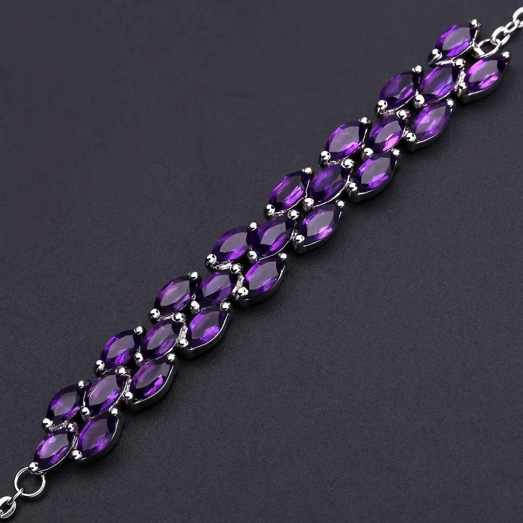 Amethyst Designer Bracelet 925 Sterling Silver (gemstone setting detail)
