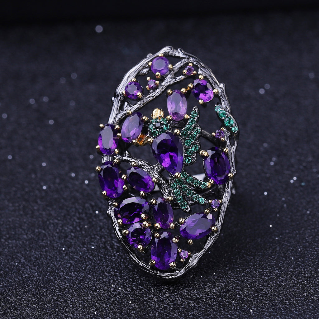 Topaz Birds Among the Branches Ring 925 Sterling Silver