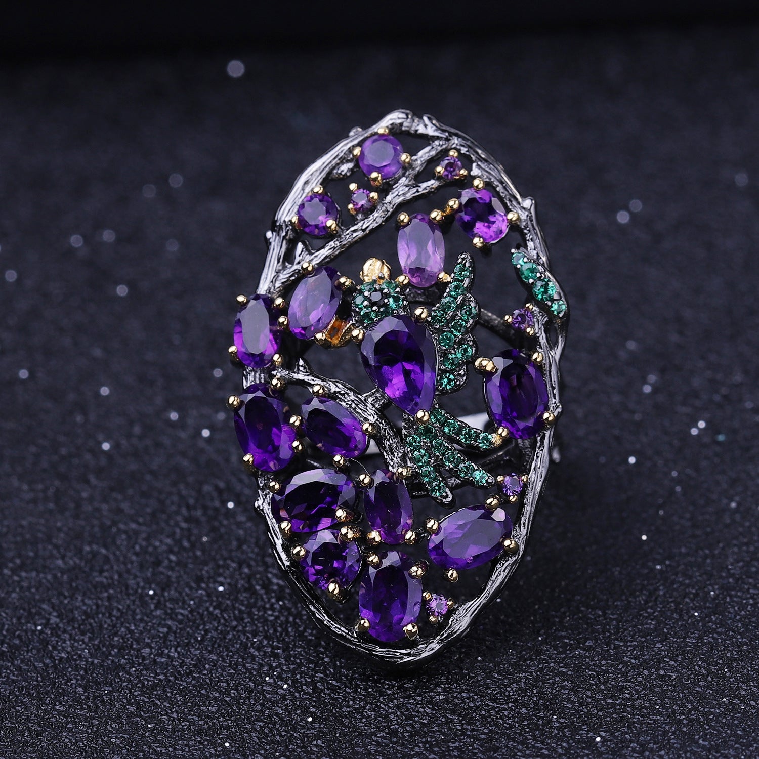 Topaz Birds Among the Branches Ring 925 Sterling Silver