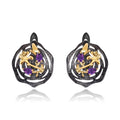 Rose Garnet Nature-Inspired Earrings 925 Sterling Silver (wearing effect view)