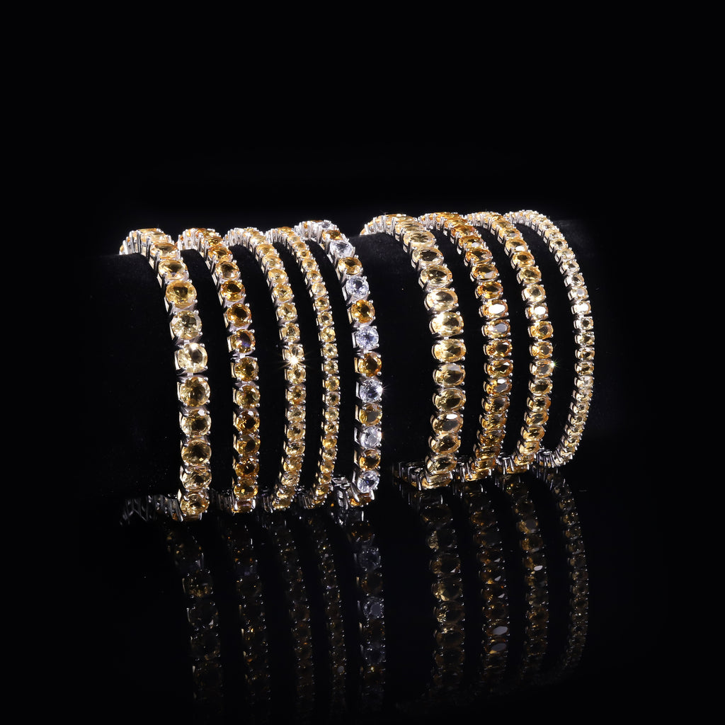 Citrine Tennis Bracelet 925 Sterling Silver (side profile view)
