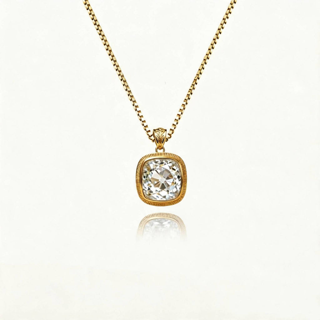 Vintage Moissanite Pendant Necklace 925 Sterling Silver 3ct/5ct - Pendant Detail 1