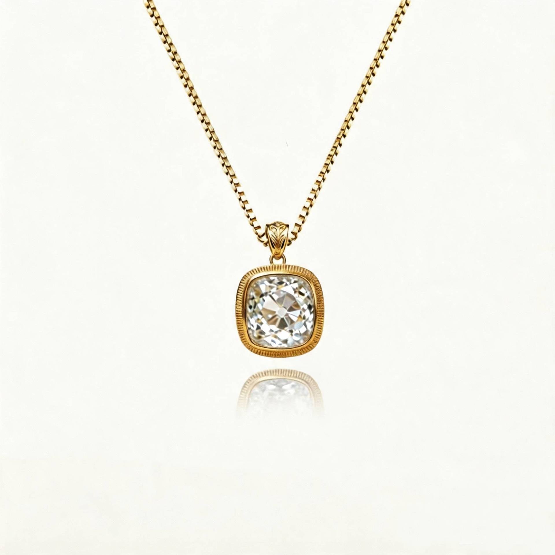 Vintage Moissanite Pendant Necklace 925 Sterling Silver 3ct/5ct - Pendant Detail 1