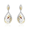 Garnet Bee & Honeycomb Earrings 925 Sterling Silver