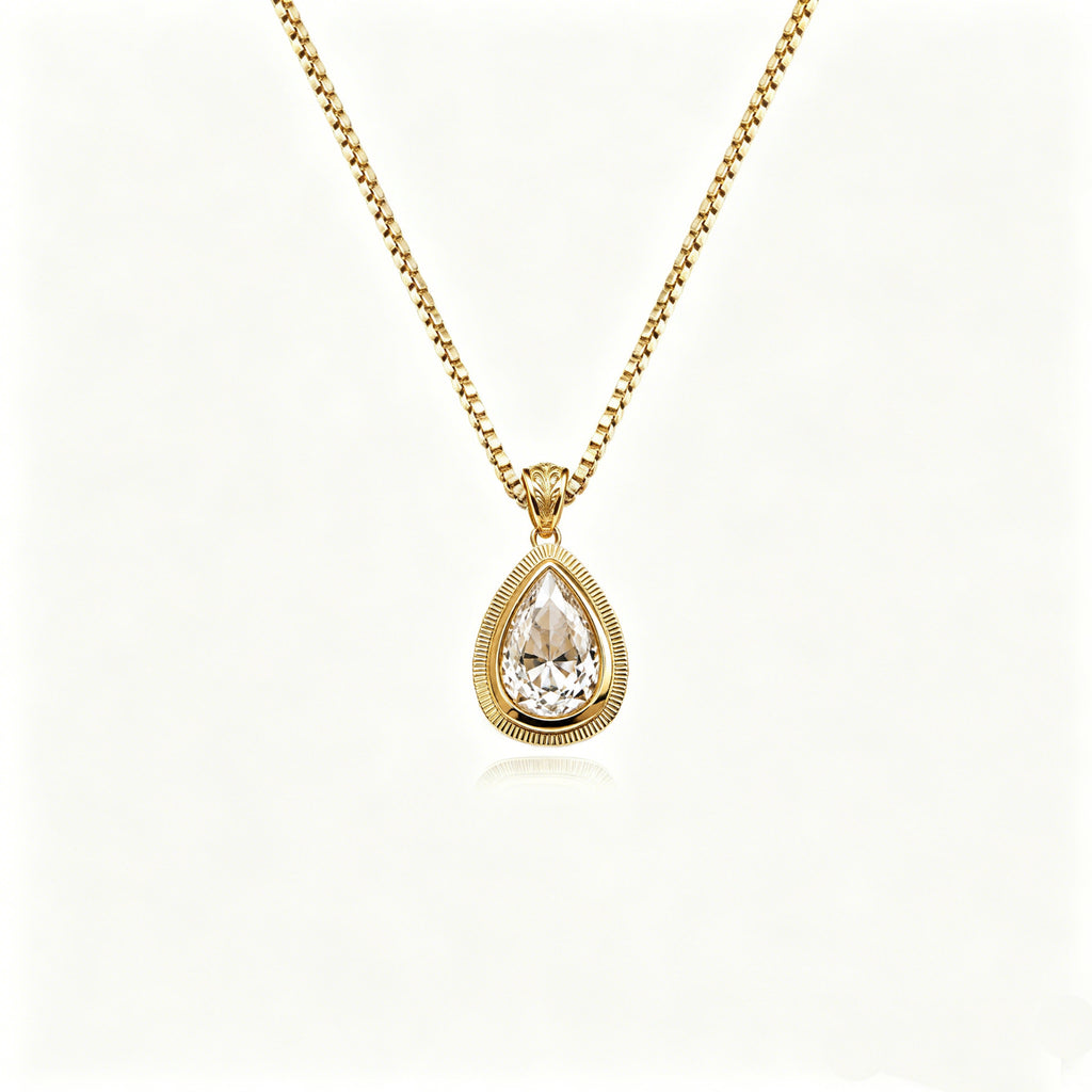 Vintage Moissanite Pendant Necklace 925 Sterling Silver 3ct/5ct - Teardrop Pendant