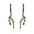 Rose Garnet Bird Earrings 925 Sterling Silver (wearing effect view)