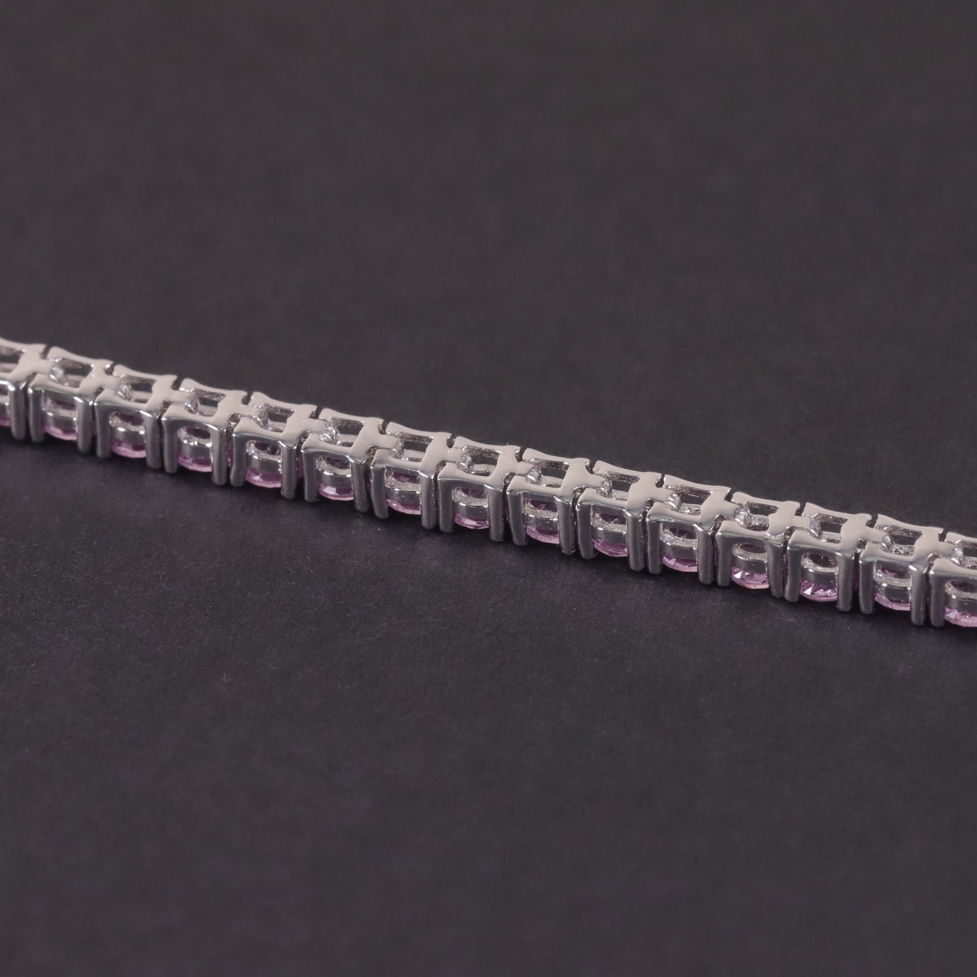 Lab-Grown Blue Sapphire 3/4/5mm Tennis Bracelet 925 Sterling Silver (wearing effect view)