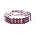 Garnet Three-Row Bracelet 925 Sterling Silver (side profile view)