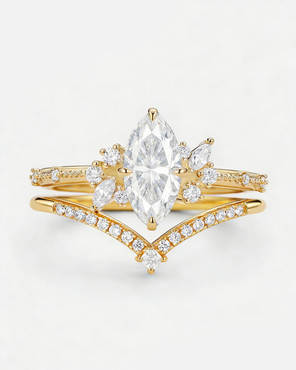 Close-up of the Moissanite setting on this ring