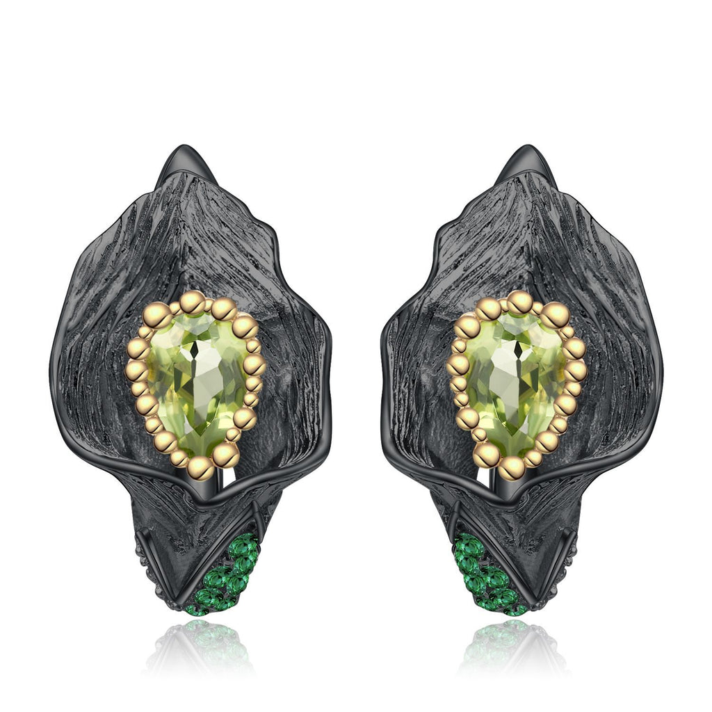Peridot Nature-Inspired Earrings 925 Sterling Silver