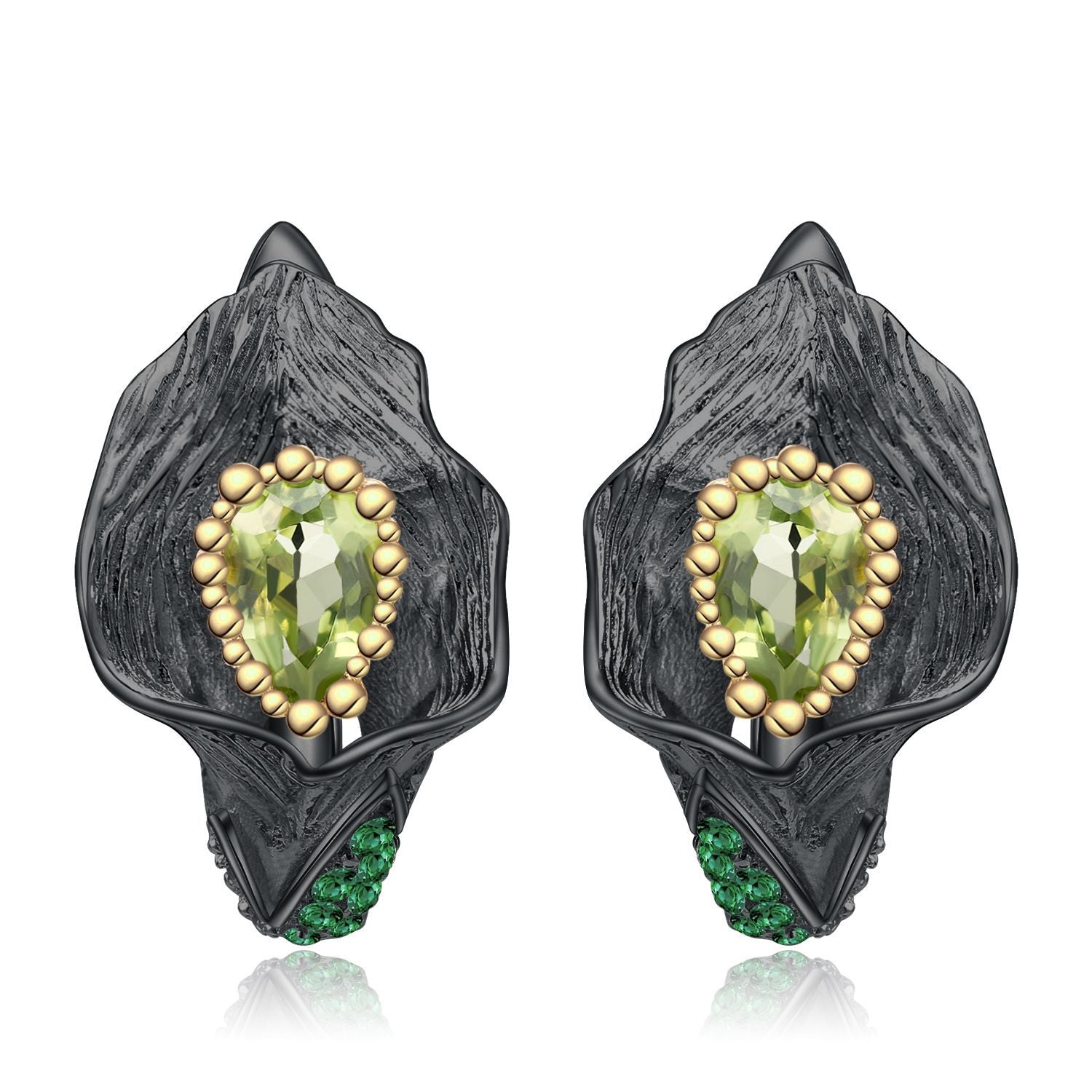 Peridot Nature-Inspired Earrings 925 Sterling Silver