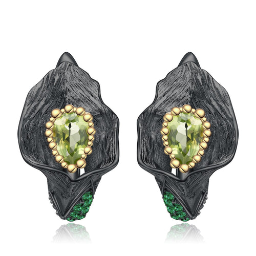 Peridot Nature-Inspired Earrings 925 Sterling Silver