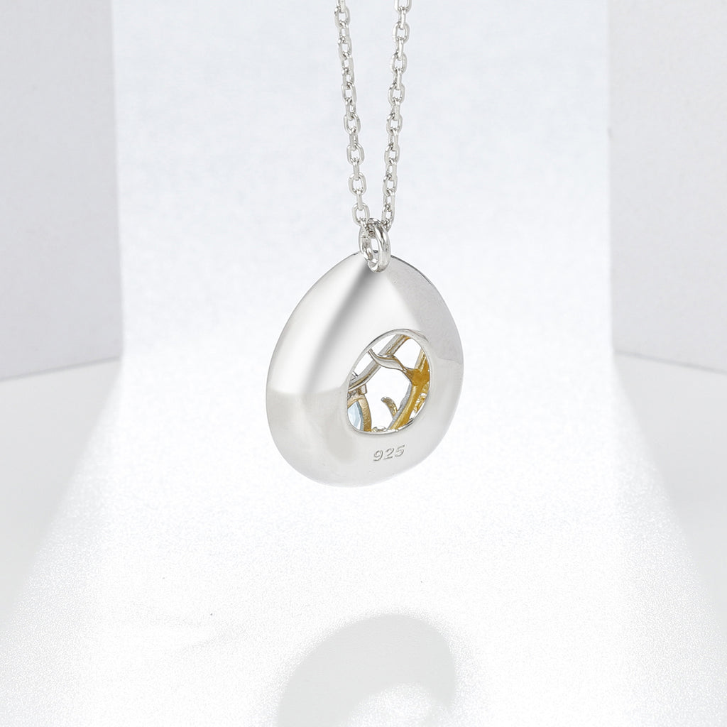 Topaz Nature-Inspired Pendant 925 Sterling Silver (side profile view)