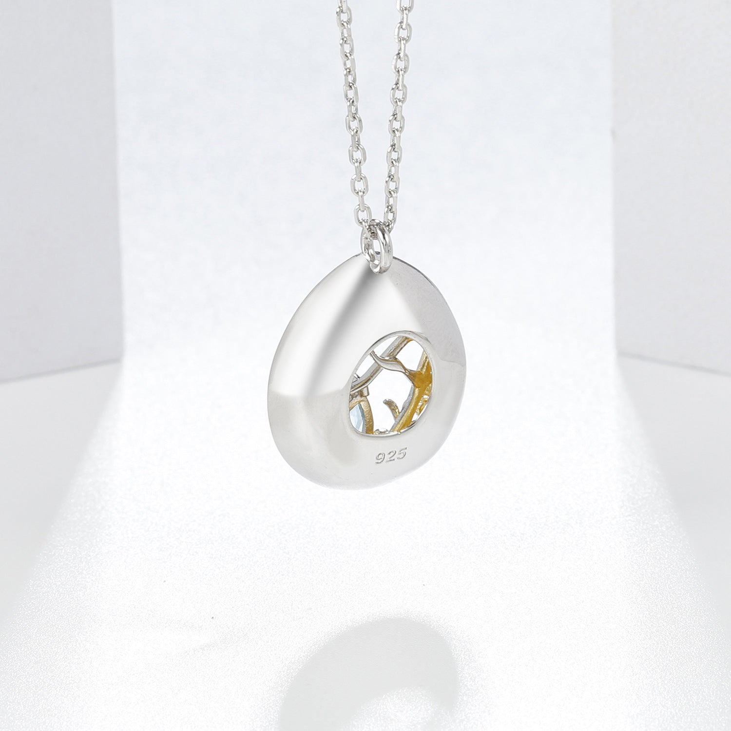 Topaz Nature-Inspired Pendant 925 Sterling Silver (side profile view)
