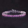 Lab-Grown Blue Sapphire 3/4/5mm Tennis Bracelet 925 Sterling Silver (side profile view)