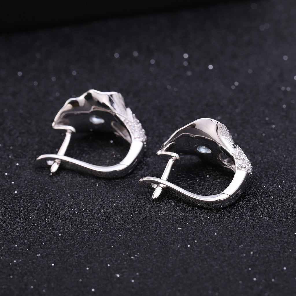 Multicolor Natural Gemstones Nature-Inspired Earrings 925 Sterling Silver (gemstone setting detail)