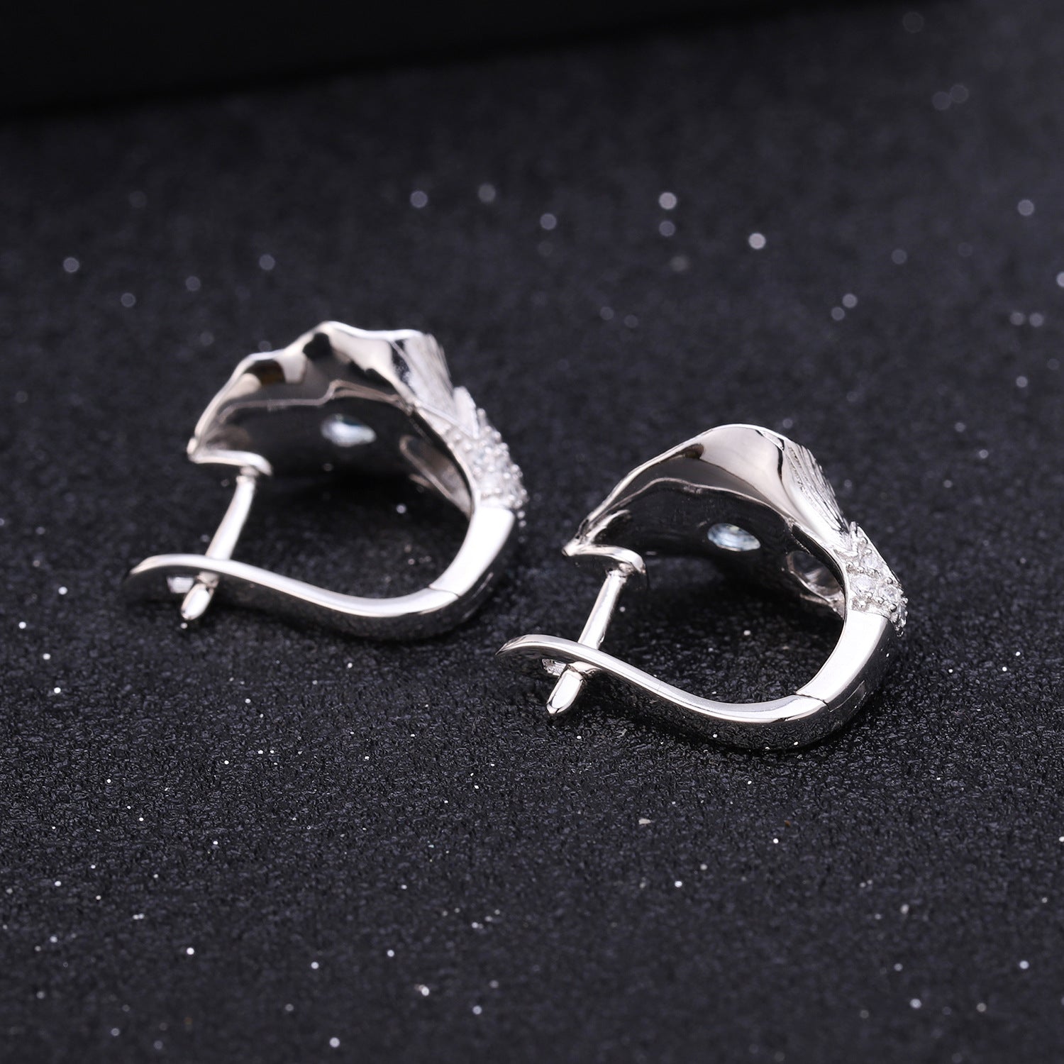 Multicolor Natural Gemstones Nature-Inspired Earrings 925 Sterling Silver (gemstone setting detail)