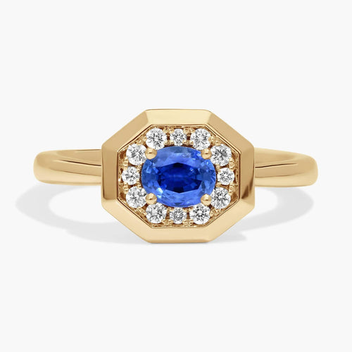 1ct Lab-Grown Sapphire Ring 925 Sterling Silver 18K Gold Plated