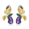 Amethyst Butterfly Earrings 925 Sterling Silver (wearing effect view)