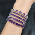 Amethyst 3/4/5mm Tennis Bracelet 925 Sterling Silver (design detail close-up)