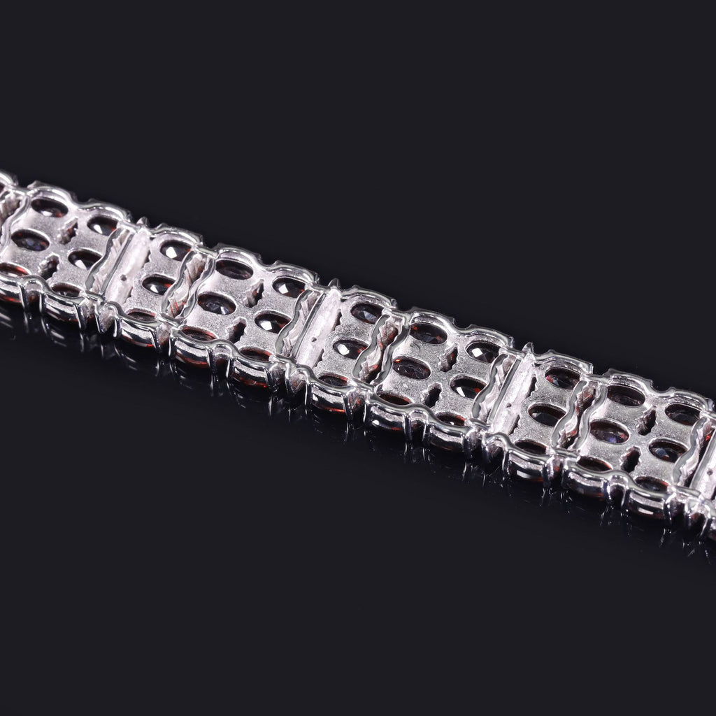 Garnet Three-Row Bracelet 925 Sterling Silver (wearing effect view)