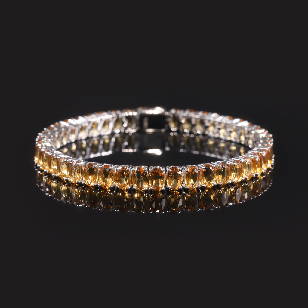 Citrine Tennis Bracelet 925 Sterling Silver (gemstone setting detail)