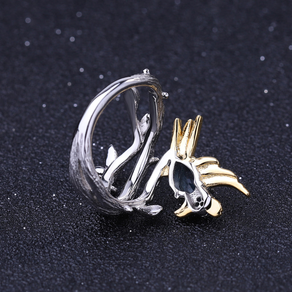 Topaz Magpie Ring 925 Sterling Silver (side profile view)