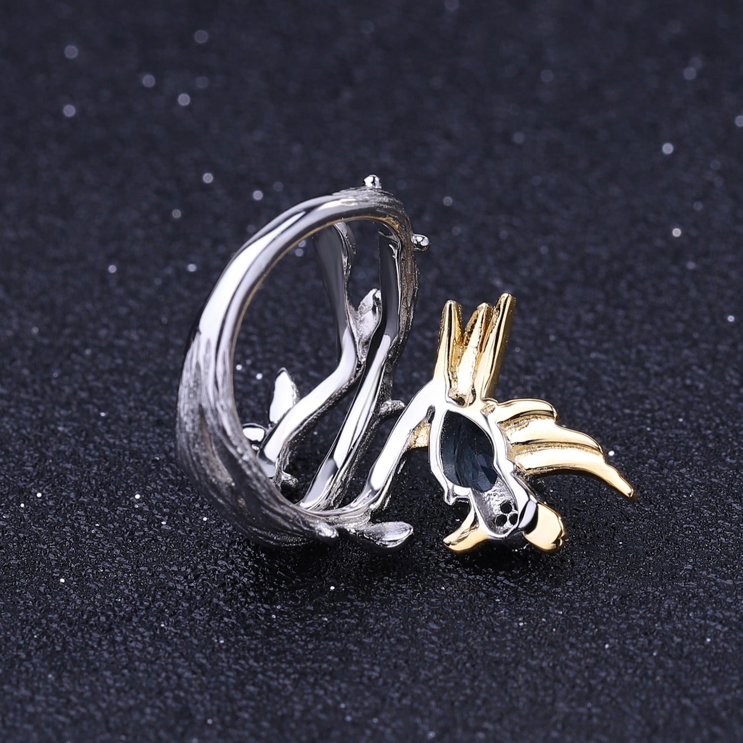 Topaz Magpie Ring 925 Sterling Silver (side profile view)