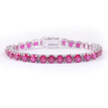 Lab-Grown Ruby 3/4/5mm Tennis Bracelet 925 Sterling Silver (side profile view)
