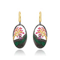 Natural Gemstone Tree of Life Earrings 925 Sterling Silver (wearing effect view)