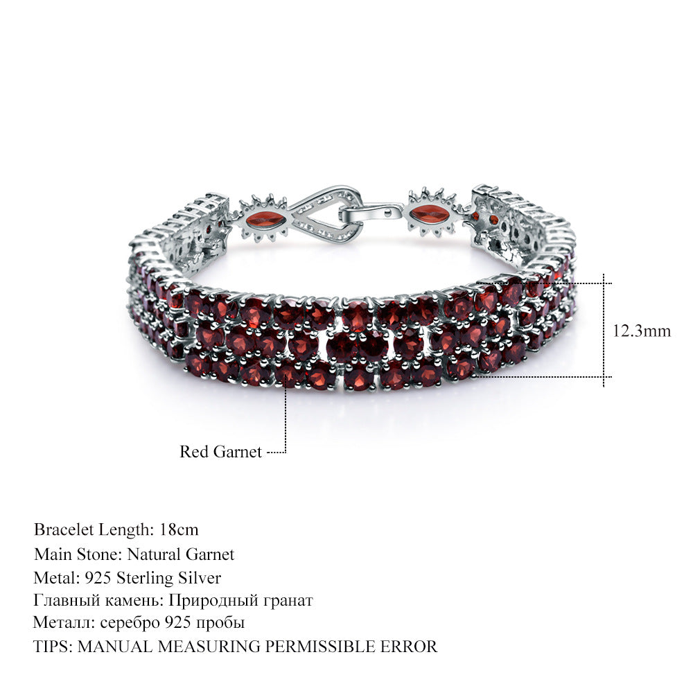 Garnet Multi-Stone Bracelet 925 Sterling Silver