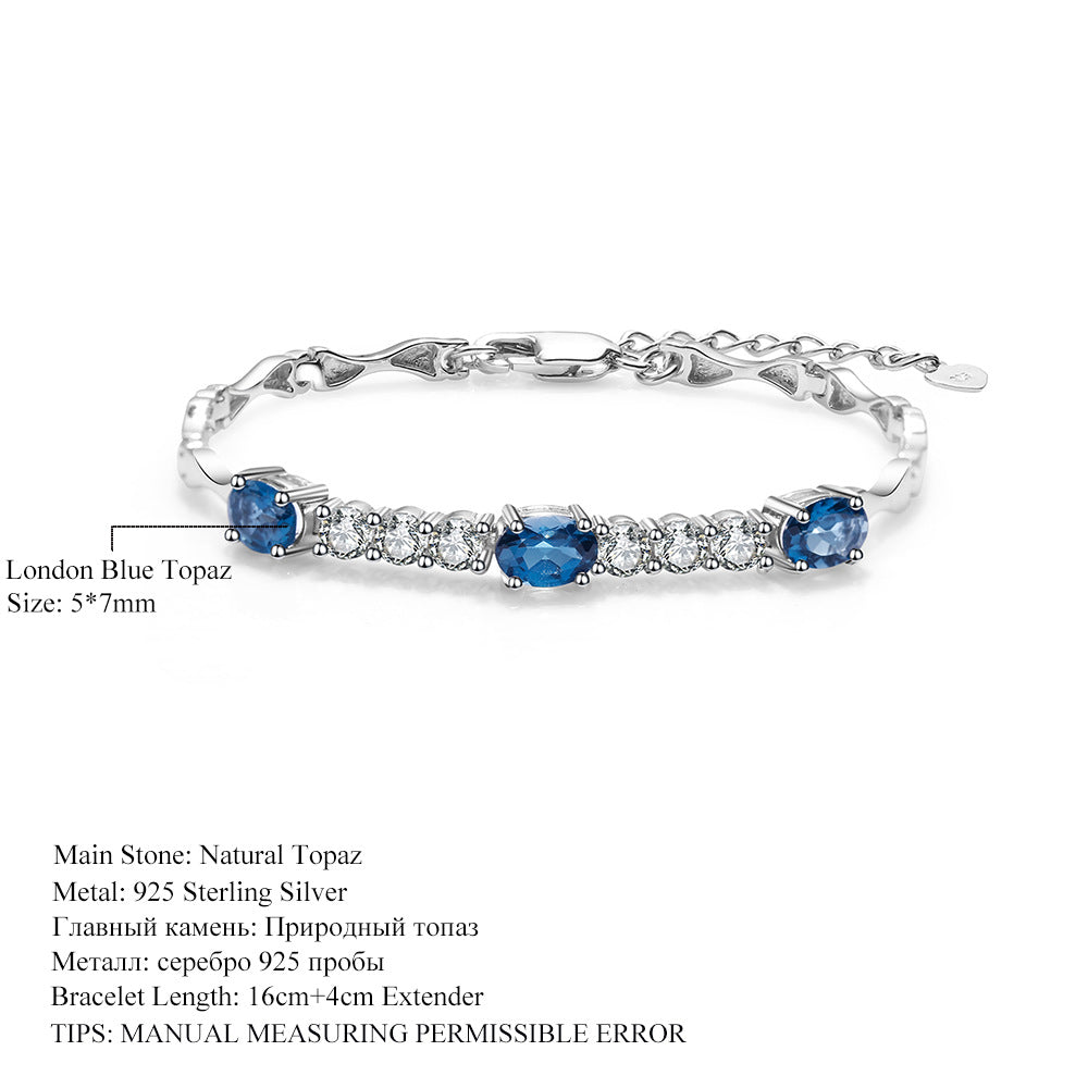 Topaz Luxury Bracelet 925 Sterling Silver (side profile view)