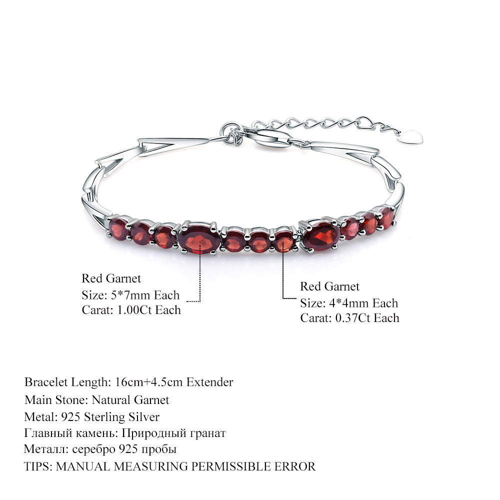 Garnet Designer Bracelet 925 Sterling Silver