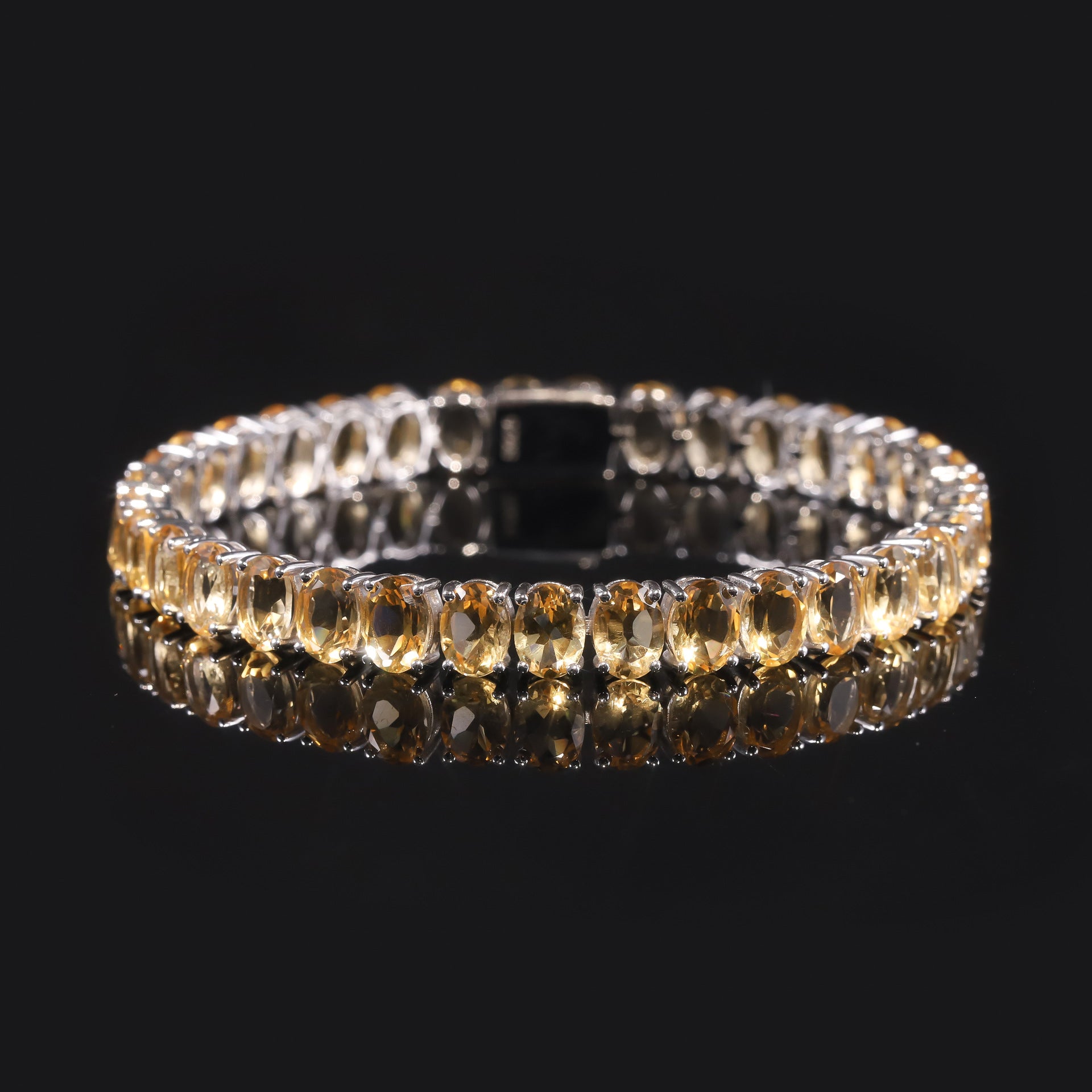 Citrine Tennis Bracelet 925 Sterling Silver (wearing effect view)