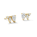 Three-Stone Moissanite Stud Earrings 925 Sterling Silver Gold Tone
