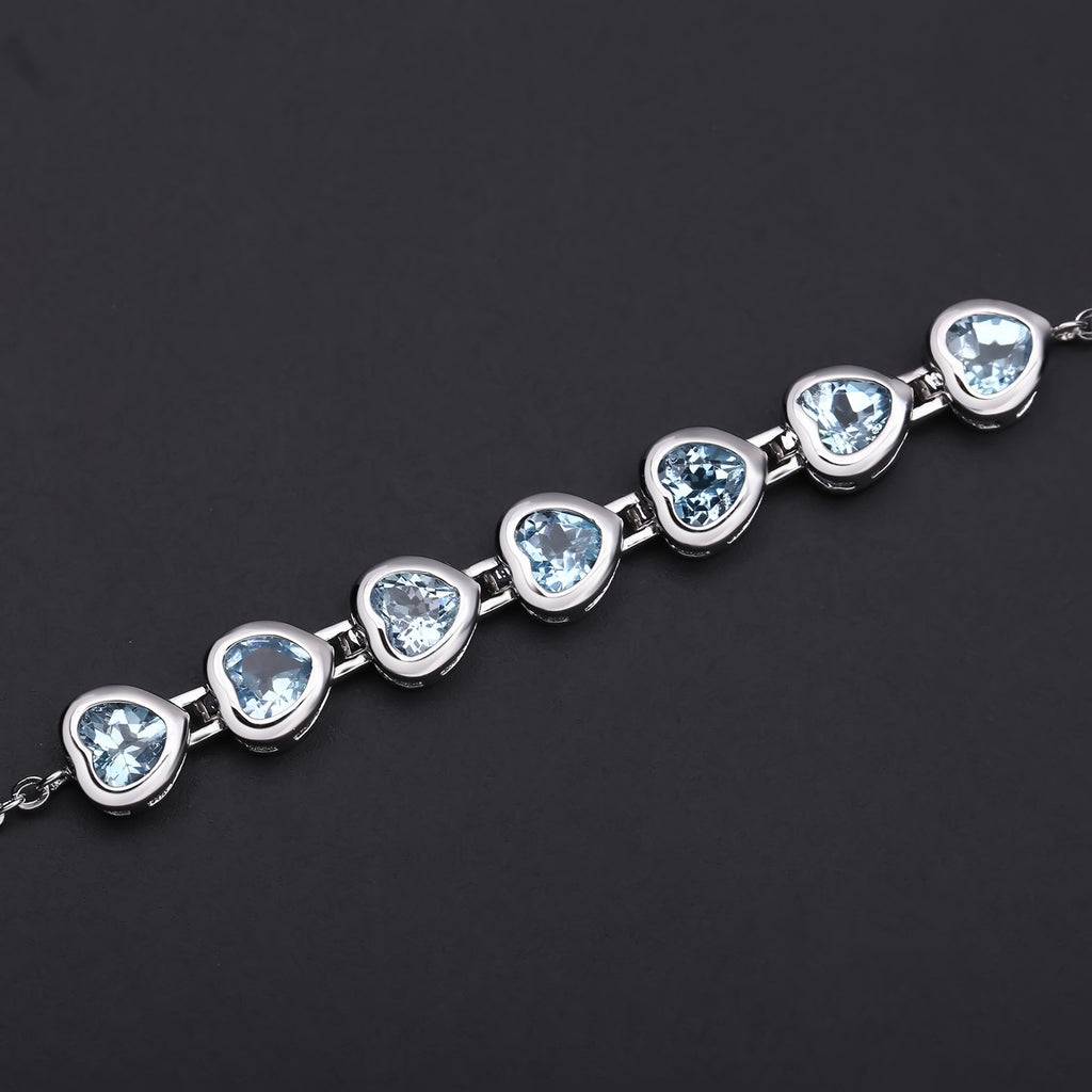 Topaz Heart-Shaped Bracelet 925 Sterling Silver (wearing effect view)