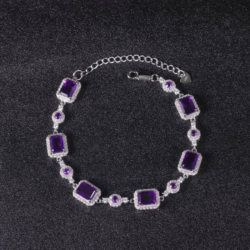 Amethyst Designer Bracelet 925 Sterling Silver