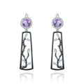 Amethyst Winter Plum Blossom Earrings 925 Sterling Silver