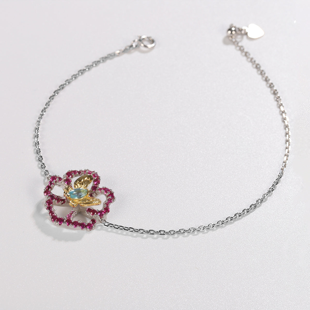 Topaz Floral Bracelet 925 Sterling Silver (side profile view)