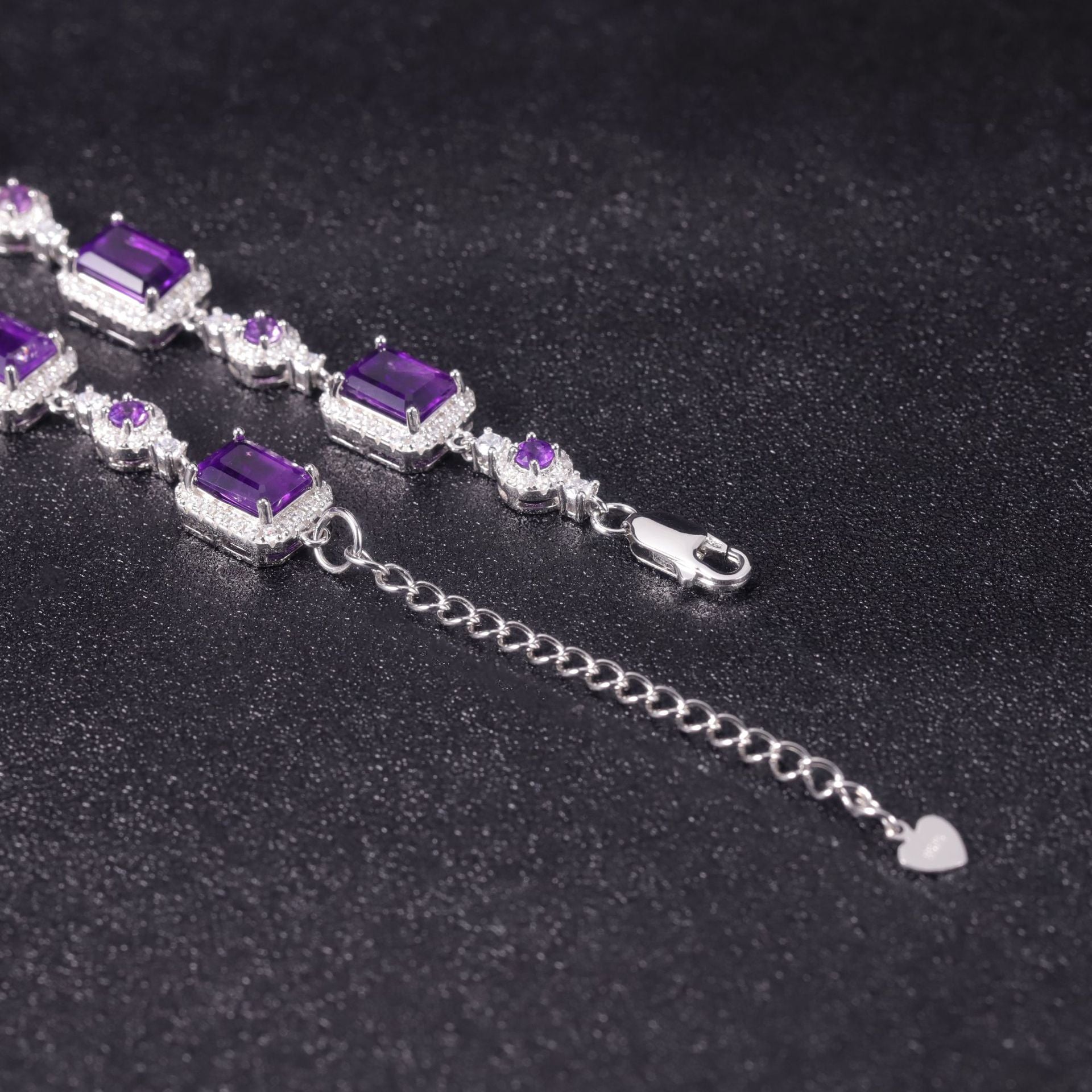 Amethyst Designer Bracelet 925 Sterling Silver (wearing effect view)