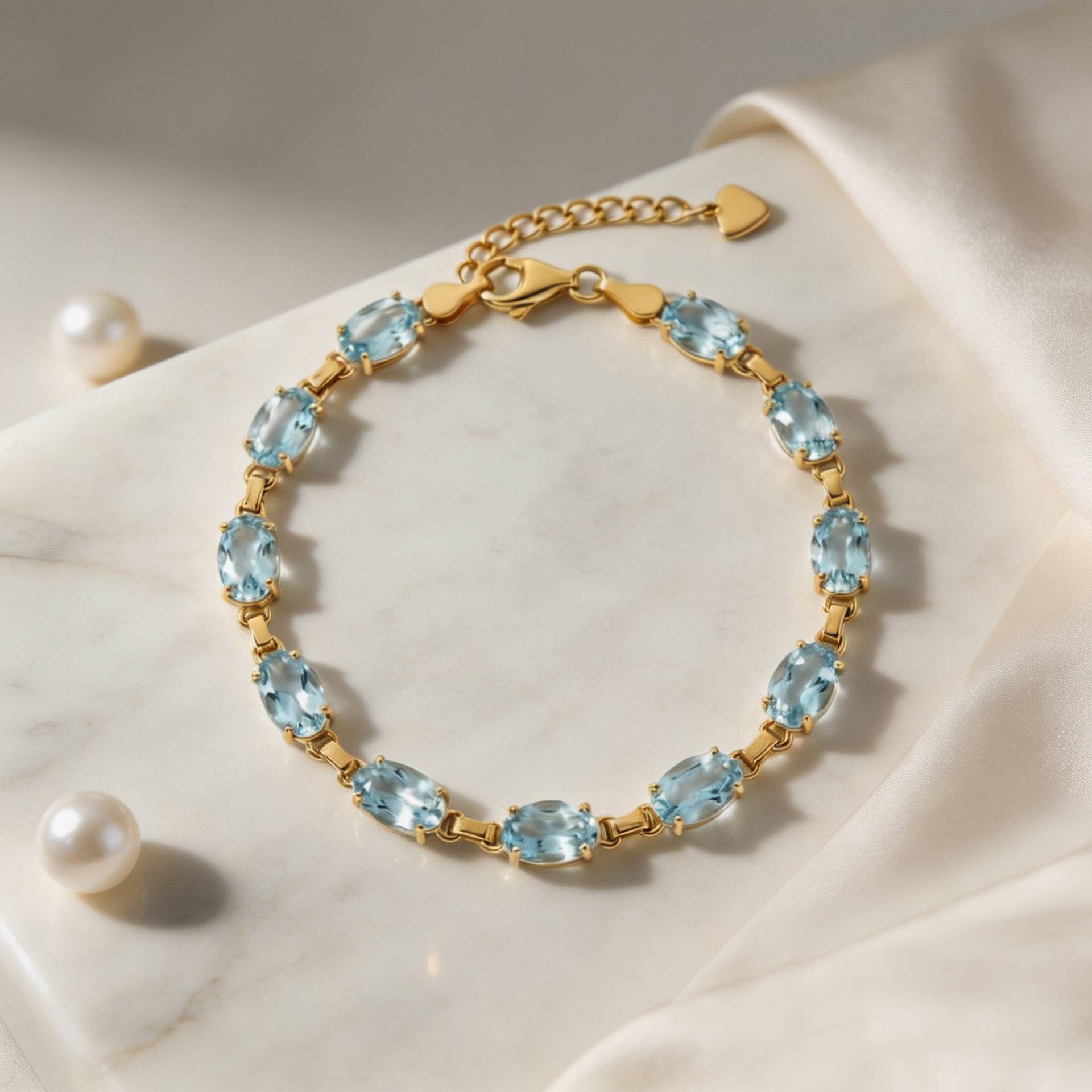 Sky Blue Topaz Trendy Bracelet 925 Sterling Silver (wearing effect view)